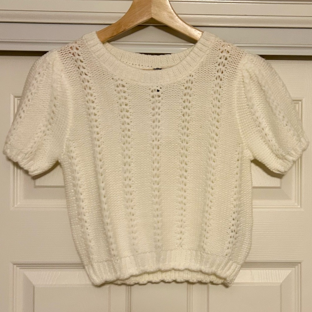 Divided Ivory Knit Top